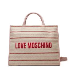 Borsa a Mano con Tracolla LOVE MOSCHINO in Canvas Rosa Cipria