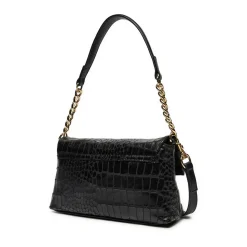Borsa a Spalla con Tracolla LOVE MOSCHINO stampa Croco Nera