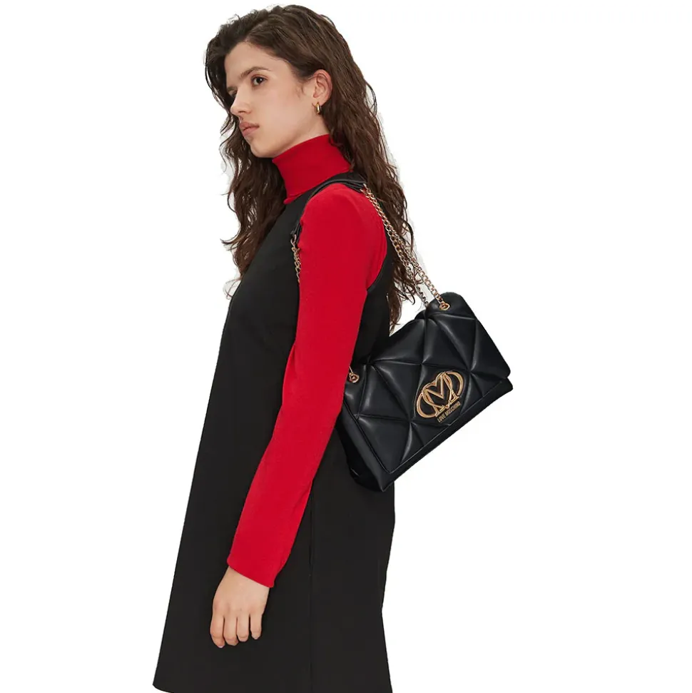 Borsa a Spalla e a Tracolla Trapuntata LOVE MOSCHINO linea Embossed Nera