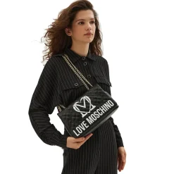 Borsa a Spalla e a Tracolla LOVE MOSCHINO linea Logo Quilt Nero