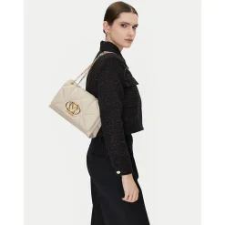 Borsa a Spalla e a Tracolla Trapuntata LOVE MOSCHINO linea Embossed Avorio