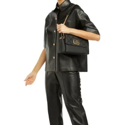 Borsa a Spalla LOVE MOSCHINO con Ricamo a Scacchi Nero