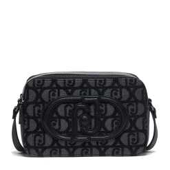 Borsa a Tracolla Doppio Scomparto LIU JO in Tessuto Jacquard Nero con Logo All Over