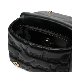 Borsa a Tracolla LOVE MOSCHINO Nera con Logo Ricamato All Over