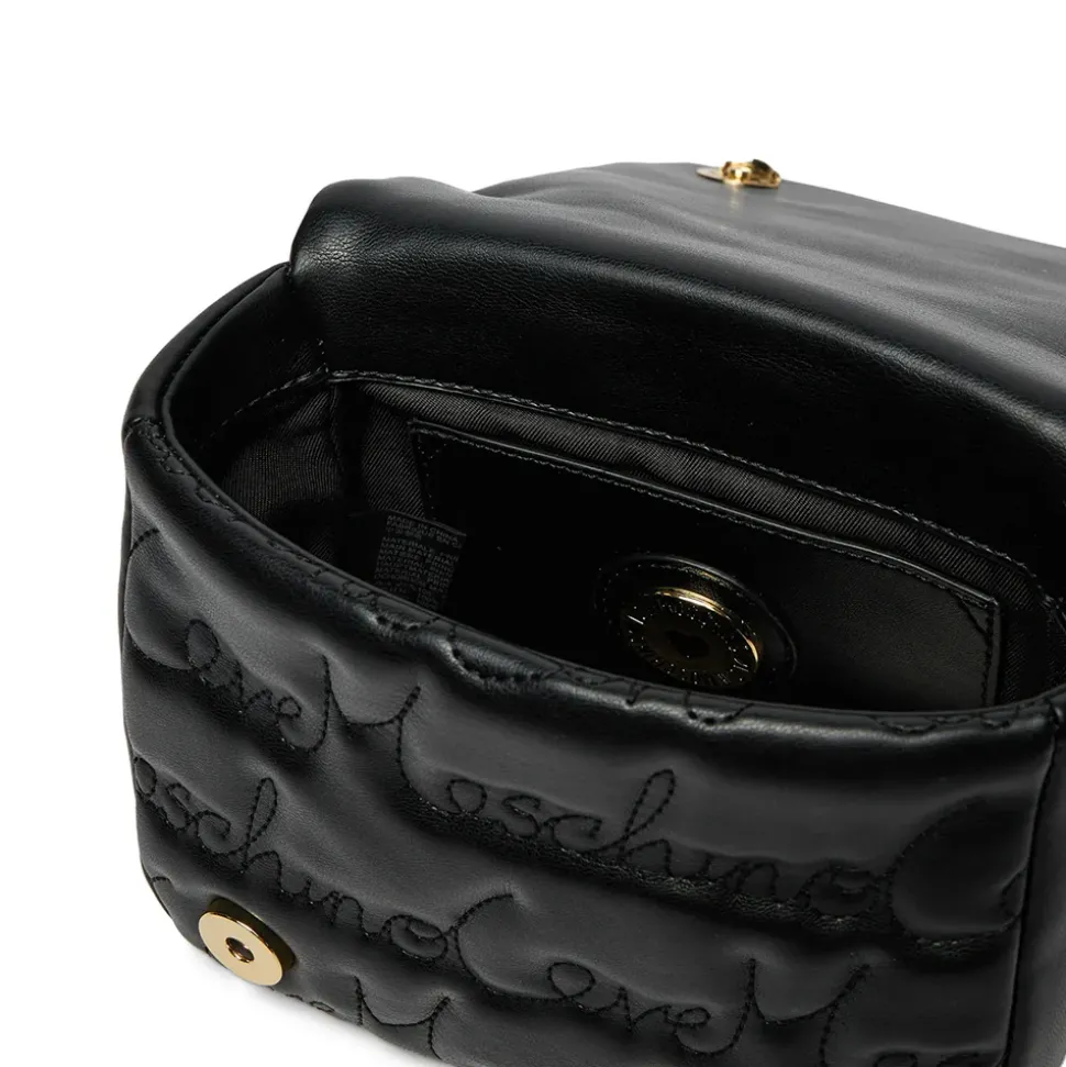 Borsa a Tracolla LOVE MOSCHINO Nera con Logo Ricamato All Over
