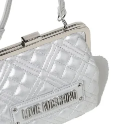 Borsa Donna a Mano con Chiusura a Scatto LOVE MOSCHINO linea Shiny Quilted Argento