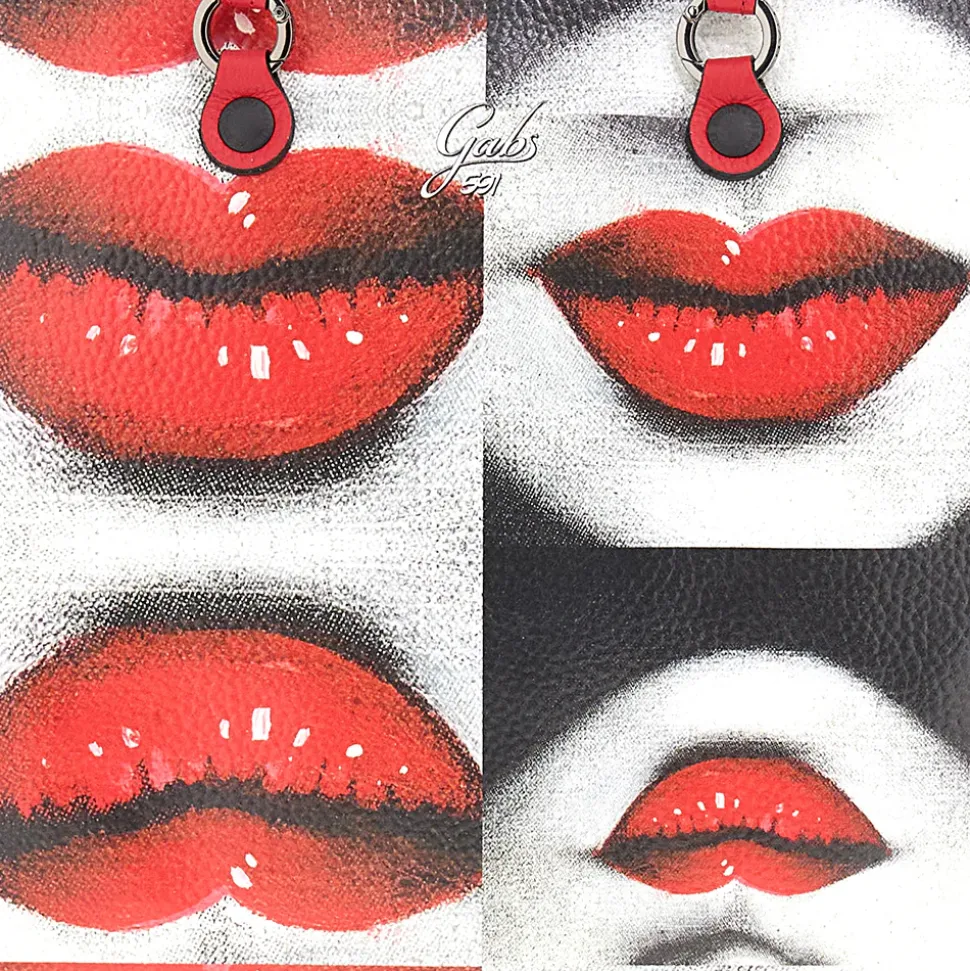 Borsa Donna a Mano con Tracolla GABS G3 PLUS Medium in Pelle stampa Baci