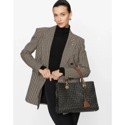 Borsa Donna a Mano con Tracolla POLLINI linea Heritage Logo Classic Nero e Marrone