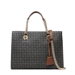 Borsa Donna a Mano con Tracolla POLLINI linea Heritage Logo Classic Nero e Marrone