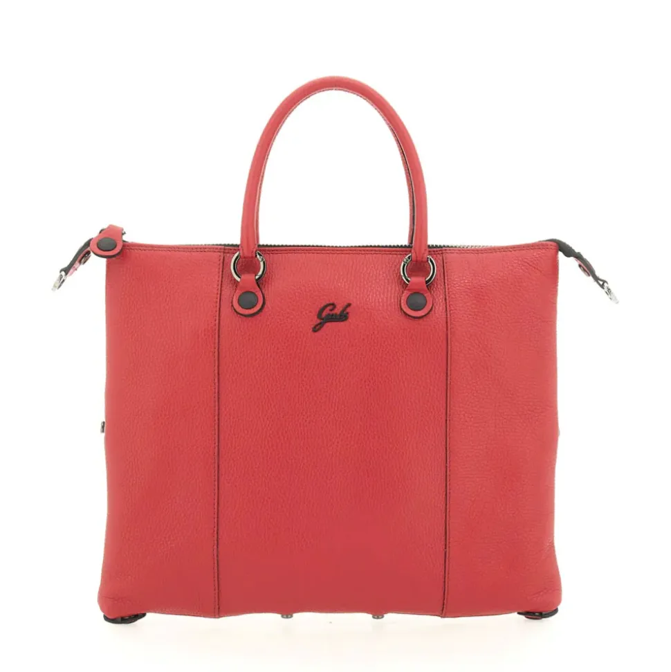 Borsa Donna a Mano con Tracolla GABS G3 PLUS Medium in Pelle Martellata Rosso Fuoco