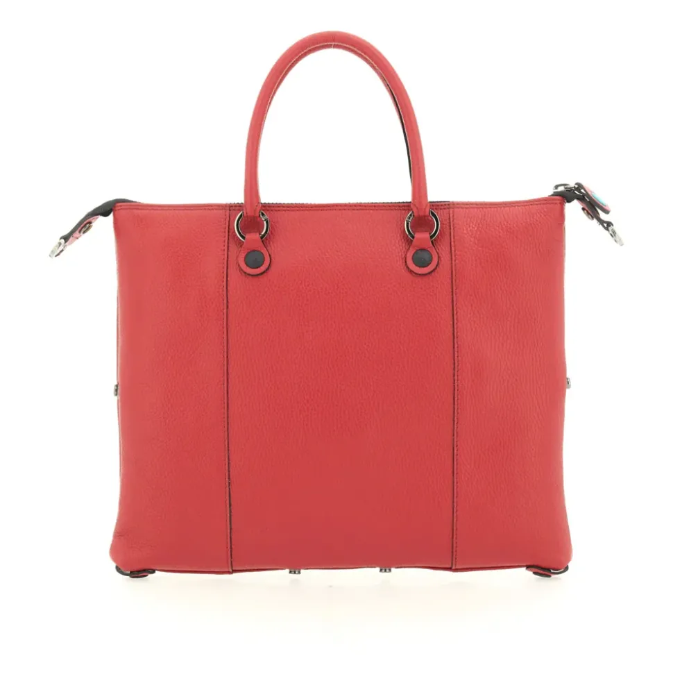 Borsa Donna a Mano con Tracolla GABS G3 PLUS Medium in Pelle Martellata Rosso Fuoco