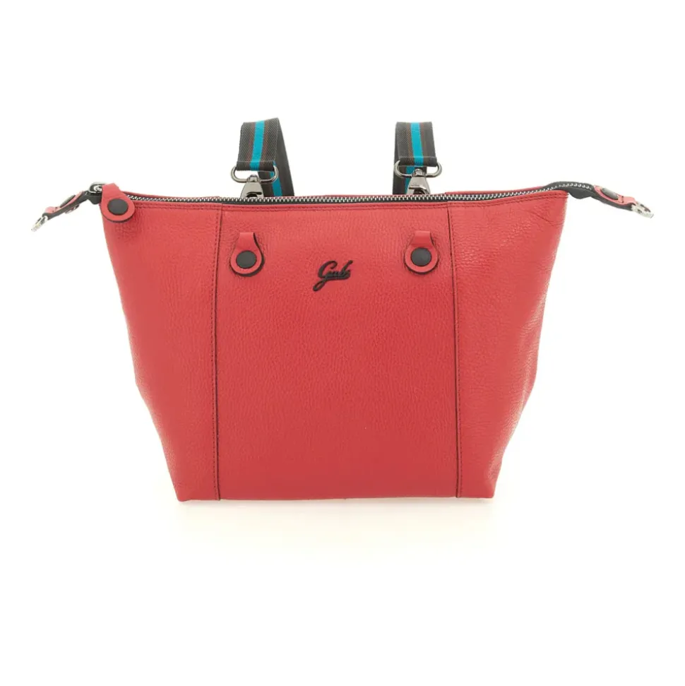 Borsa Donna a Mano con Tracolla GABS G3 PLUS Medium in Pelle Martellata Rosso Fuoco
