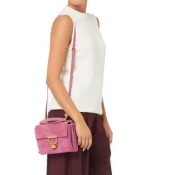Borsa Donna a Mano con Tracolla COCCINELLE in Pelle Scamosciata Linea Arlettis colore Pulp Pink