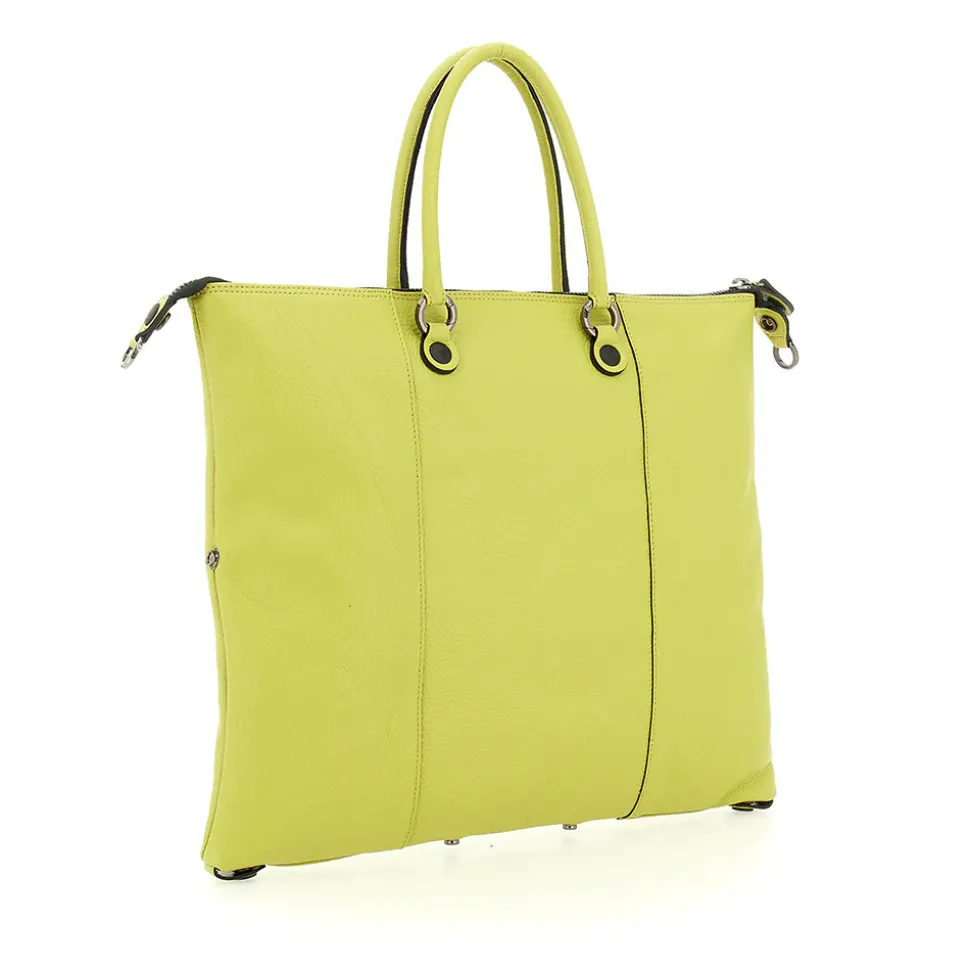 Borsa Donna a Mano con Tracolla GABS G3 PLUS Large in Pelle Martellata Verde Papiro