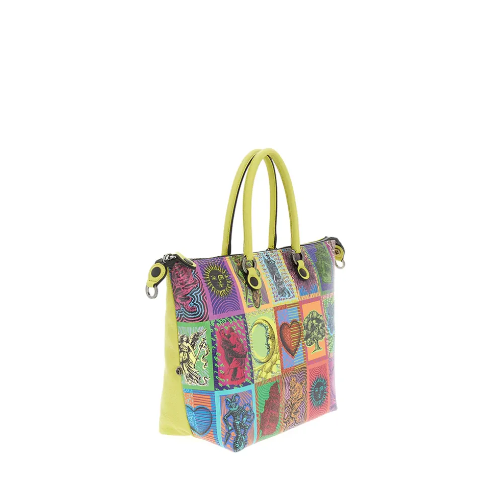 Borsa Donna a Mano con Tracolla GABS G3 PLUS Large in Pelle stampa Tarocchi