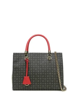 Borsa Donna a Mano con Tracolla POLLINI linea Heritage Logo Classic Nero e Lacca