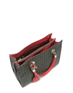 Borsa Donna a Mano con Tracolla POLLINI linea Heritage Logo Classic Nero e Lacca