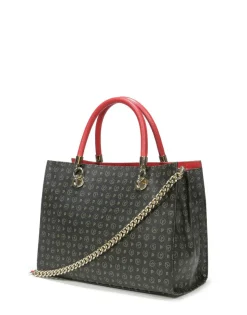 Borsa Donna a Mano con Tracolla POLLINI linea Heritage Logo Classic Nero e Lacca