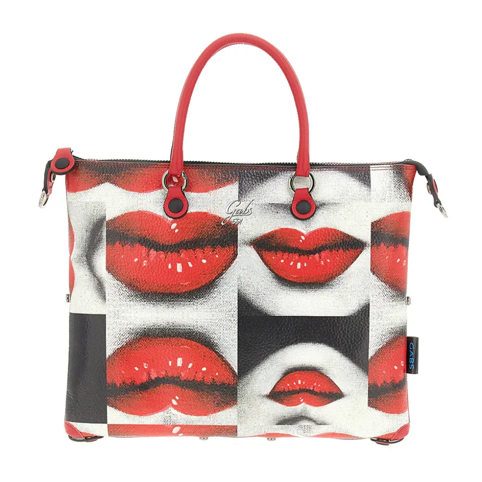 Borsa Donna a Mano con Tracolla GABS G3 PLUS Large in Pelle stampa Baci