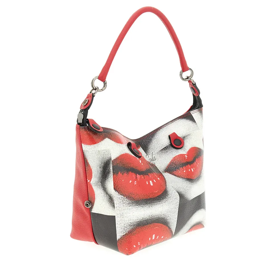 Borsa Donna a Mano con Tracolla GABS G3 PLUS Large in Pelle stampa Baci