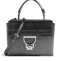 Borsa Donna a Mano con Tracolla COCCINELLE in Pelle Nera Metallizzata Linea Arlettis Pepita