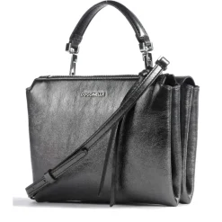 Borsa Donna a Mano con Tracolla COCCINELLE in Pelle Nera Metallizzata Linea Arlettis Pepita