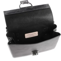 Borsa Donna a Mano con Tracolla COCCINELLE in Pelle Nera Metallizzata Linea Arlettis Pepita