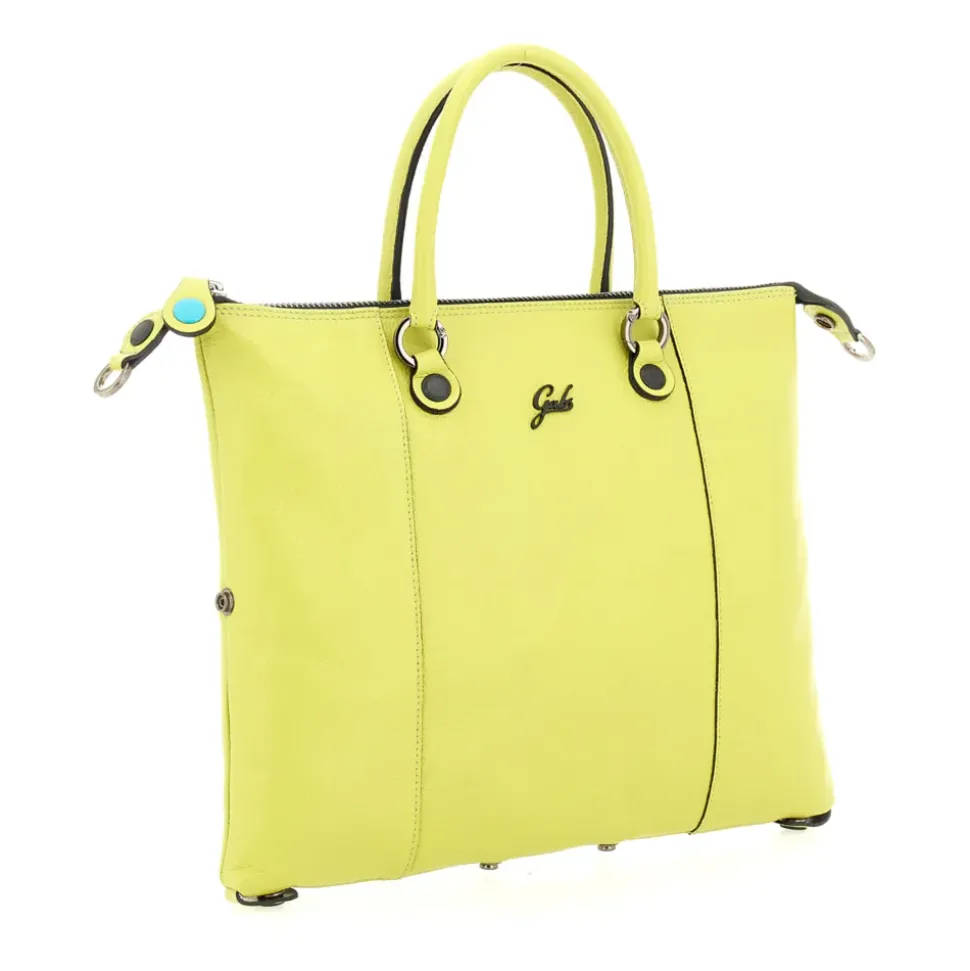 Borsa Donna a Mano con Tracolla GABS G3 PLUS Medium in Pelle Martellata Verde Papiro