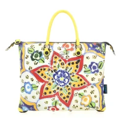 Borsa Donna a Mano con Tracolla GABS G3 PLUS Medium in Pelle stampa Ceramica Fiori