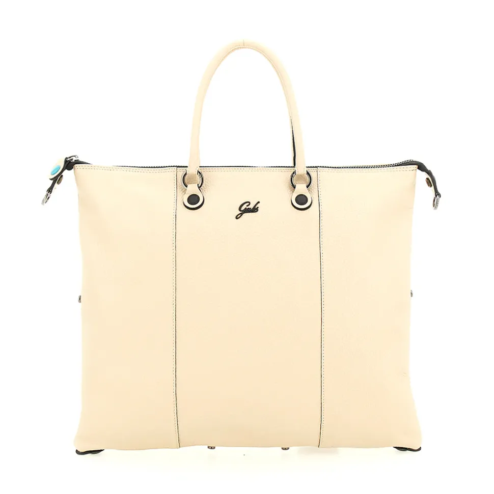 Borsa Donna a Mano con Tracolla GABS G3 PLUS Large in Pelle Martellata Beige Ecru