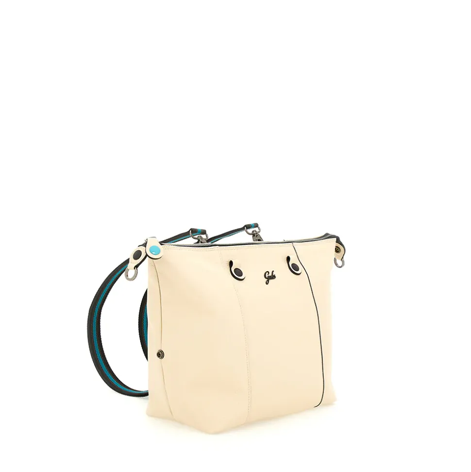 Borsa Donna a Mano con Tracolla GABS G3 PLUS Large in Pelle Martellata Beige Ecru