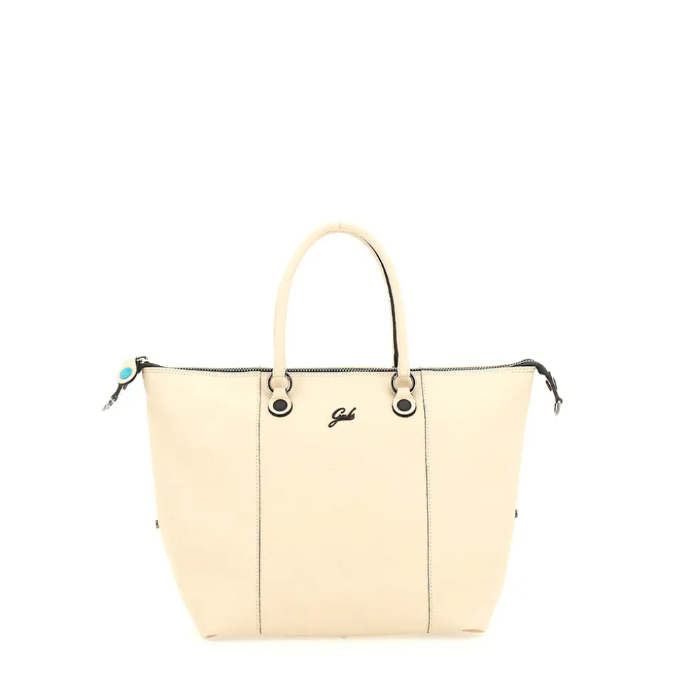Borsa Donna a Mano con Tracolla GABS G3 PLUS Large in Pelle Martellata Beige Ecru