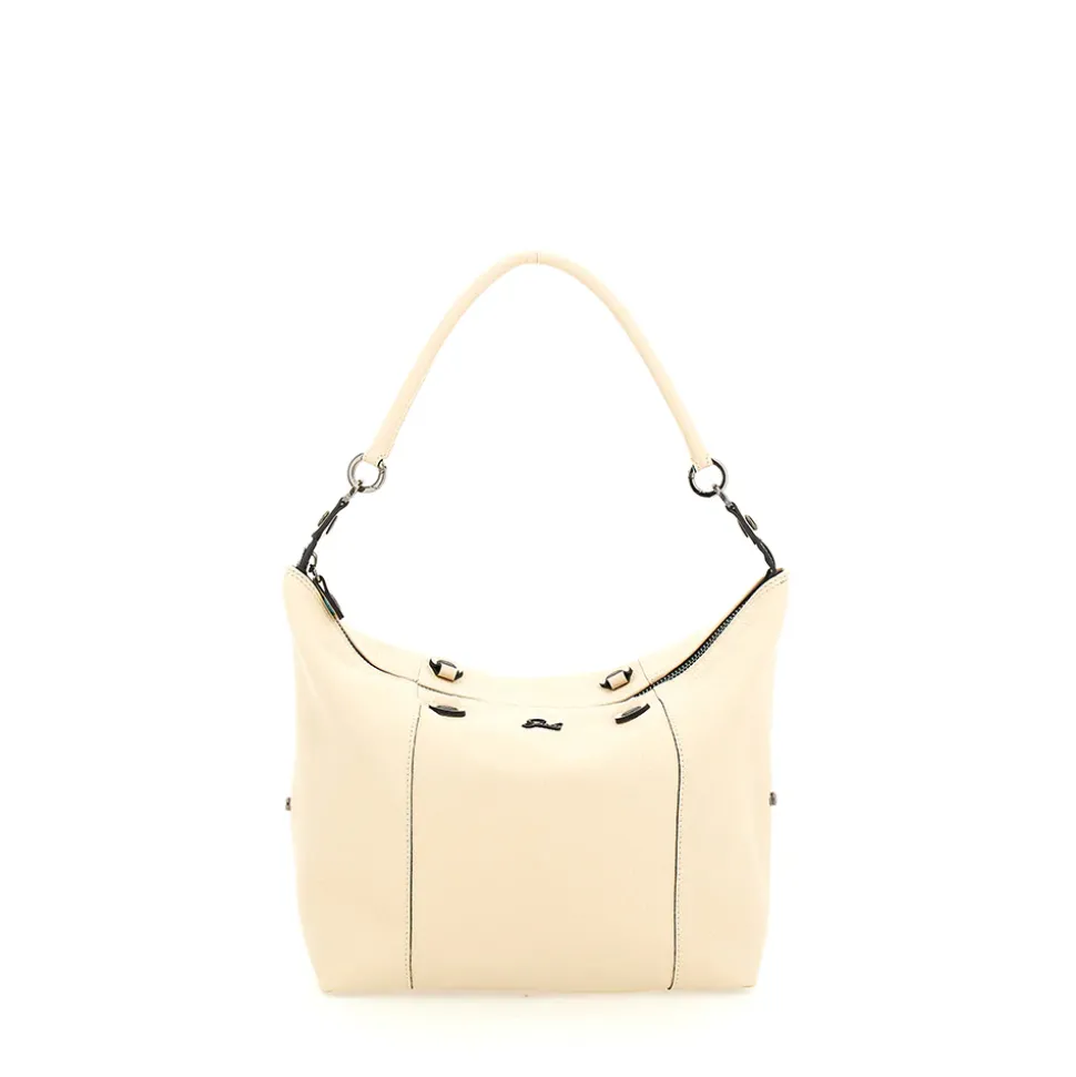 Borsa Donna a Mano con Tracolla GABS G3 PLUS Large in Pelle Martellata Beige Ecru