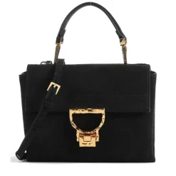 Borsa Donna a Mano con Tracolla COCCINELLE in Pelle Scamosciata Linea Arlettis colore Nero