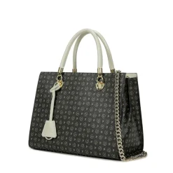 Borsa Donna a Mano con Tracolla POLLINI linea Heritage Logo Classic Nero e Avorio