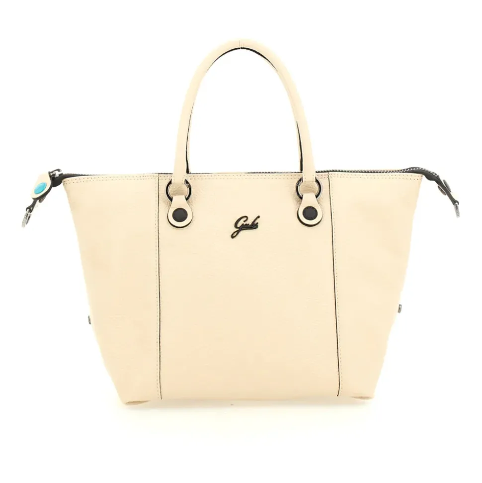 Borsa Donna a Mano con Tracolla GABS G3 PLUS Medium in Pelle Martellata Beige Ecru