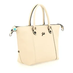 Borsa Donna a Mano con Tracolla GABS G3 PLUS Medium in Pelle Martellata Beige Ecru