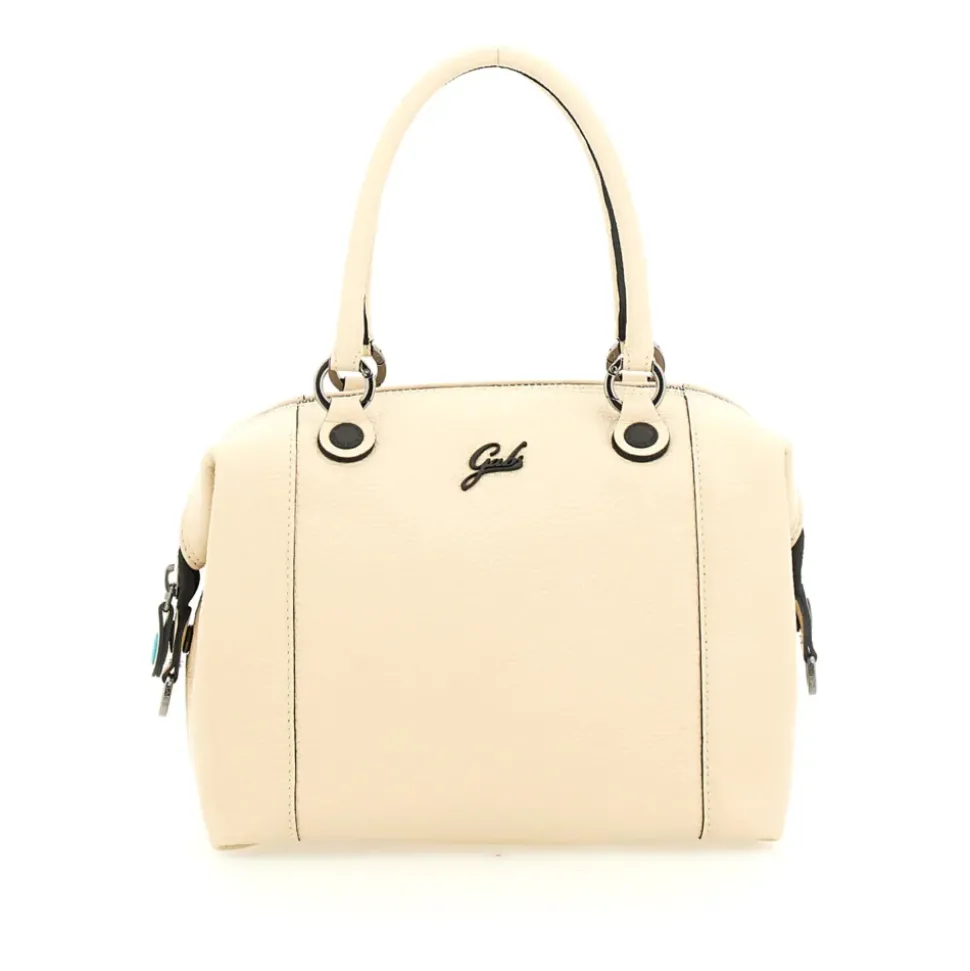 Borsa Donna a Mano con Tracolla GABS G3 PLUS Medium in Pelle Martellata Beige Ecru