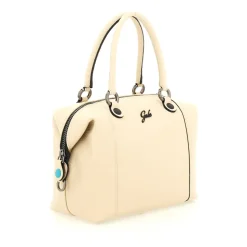 Borsa Donna a Mano con Tracolla GABS G3 PLUS Medium in Pelle Martellata Beige Ecru