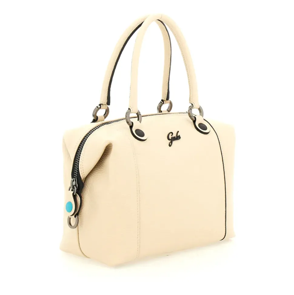 Borsa Donna a Mano con Tracolla GABS G3 PLUS Medium in Pelle Martellata Beige Ecru