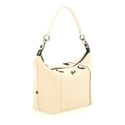 Borsa Donna a Mano con Tracolla GABS G3 PLUS Medium in Pelle Martellata Beige Ecru