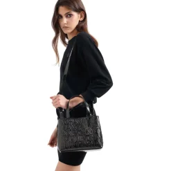 Borsa Donna a Mano Con Tracolla ARMANI EXCHANGE colore Nero Lucido Misura Piccola