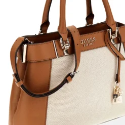 Borsa Donna a Mano GUESS Anadela colore Natural - Cognac