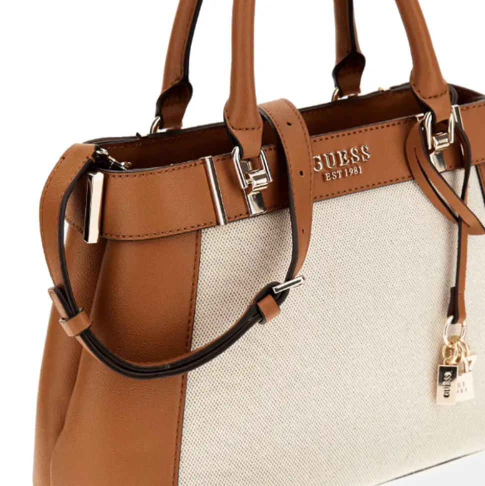 Borsa Donna a Mano GUESS Anadela colore Natural - Cognac