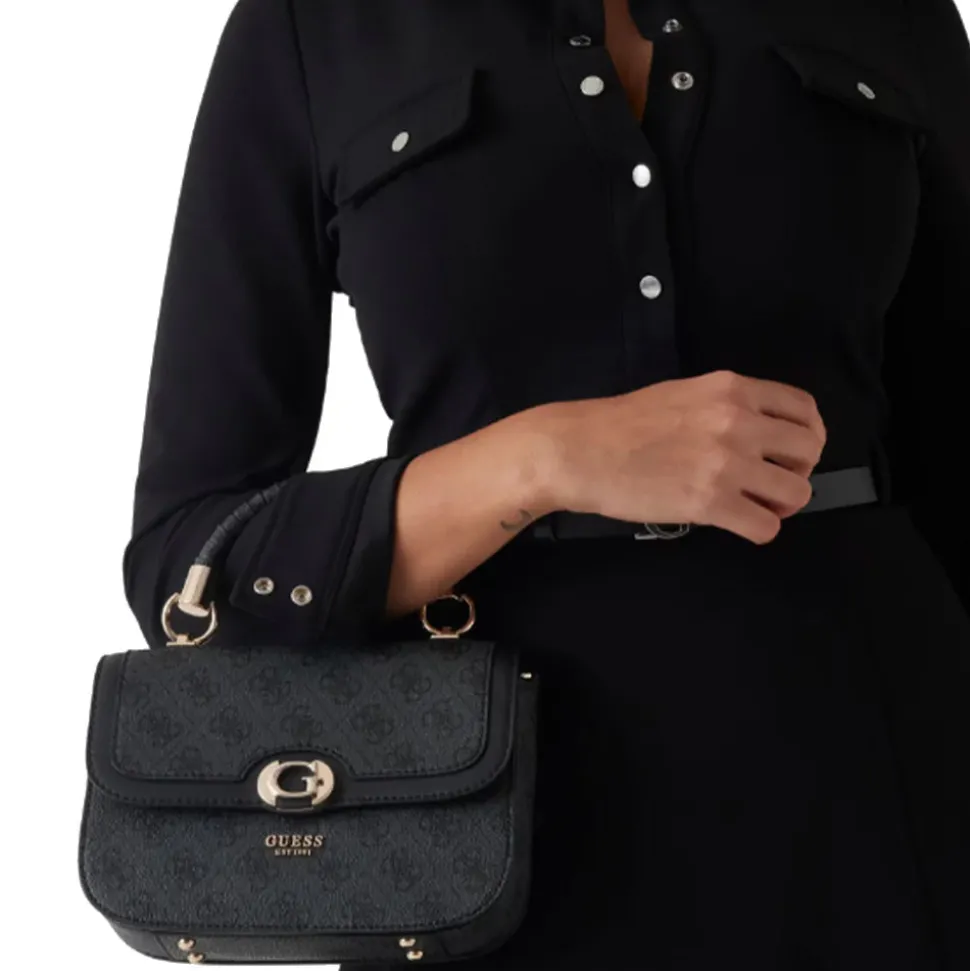 Borsa Donna a Mano GUESS Linea Orlina colore Coal Logo Misura Piccola