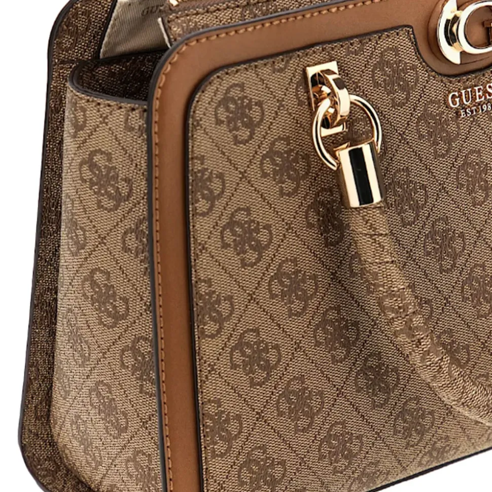 Borsa Donna a Mano GUESS Linea Orlina colore Latte Logo - Brown Misura Grande
