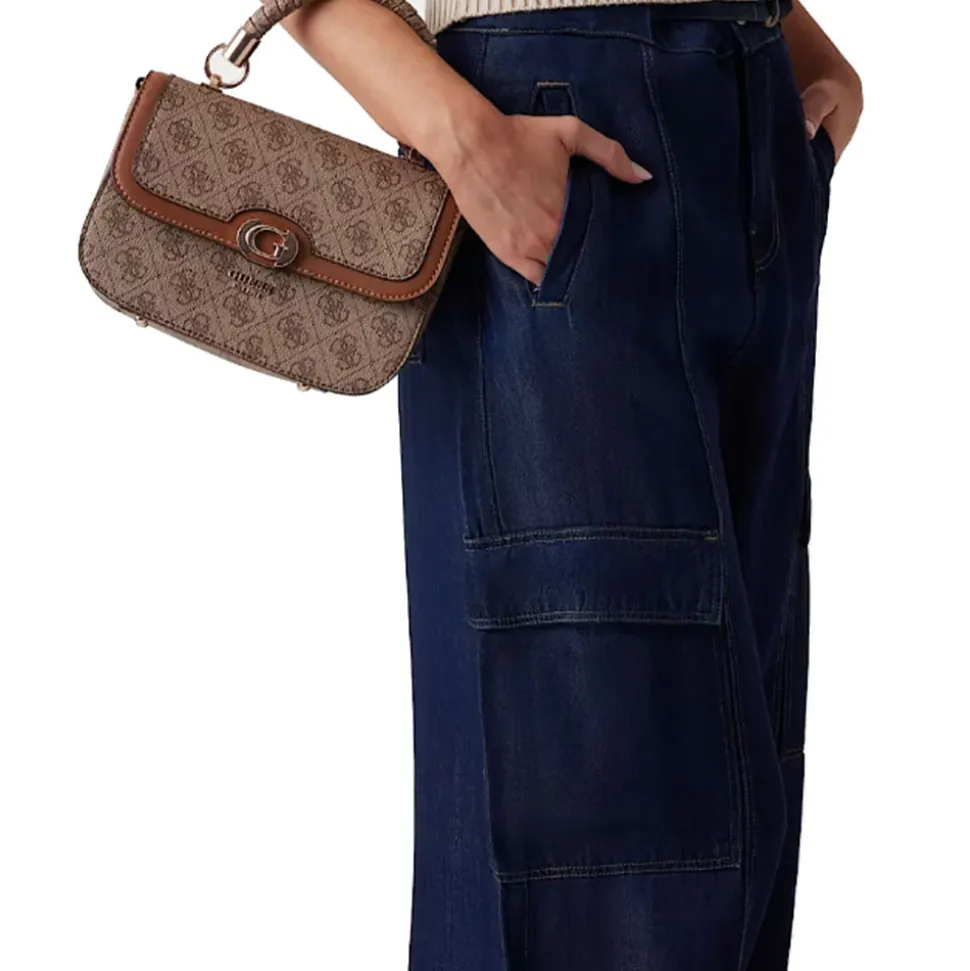 Borsa Donna a Mano GUESS Linea Orlina colore Latte Logo - Brown Misura Piccola