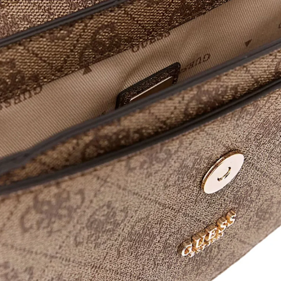 Borsa Donna a Mano GUESS Linea Orlina colore Latte Logo - Brown Misura Piccola