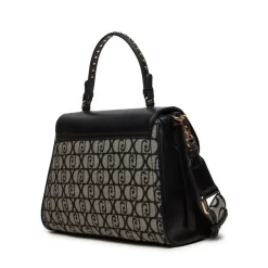 Borsa Donna a Mano LIU JO in Tessuto Jacquard Nero con Logo All Over