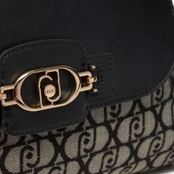 Borsa Donna a Mano LIU JO in Tessuto Jacquard Nero con Logo All Over